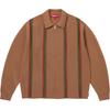 Stripe Zip Up Polo Sweater Tan