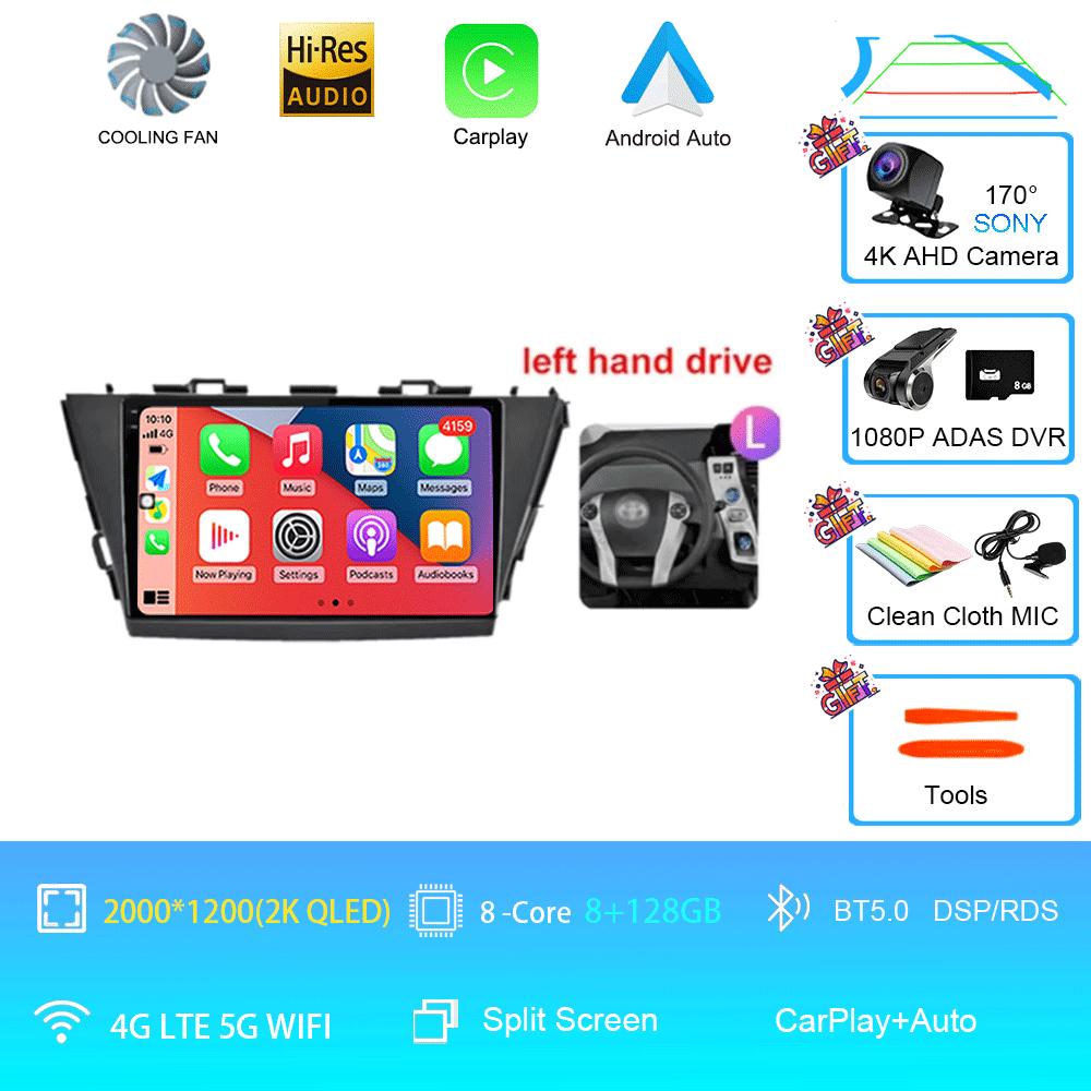 Radio auto 9" Android 14 pentru Toyota Prius V Plus Alpha 2012 2013 2014 2015 Player stereo Navigație GPS Carplay Auto LHD RHD DVD