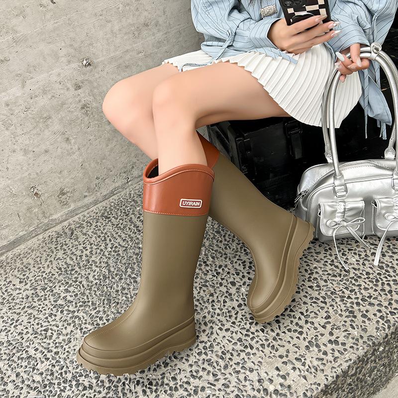

Высокие резиновые сапоги женские модные резиновые сапоги уличная водонепроницаемая обувь резиновая обувь бархатные на толстой подошве водонепроницаемые сапоги 41 армия зеленый