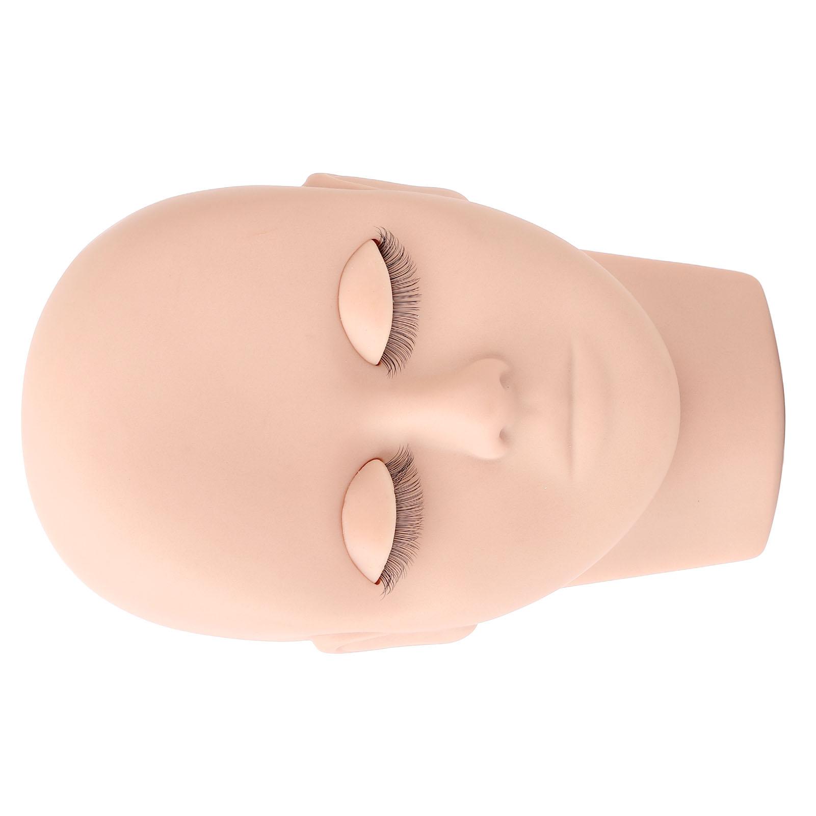 Eyelash Mannequin Head Double Laryer Eyelash Extension Removable Eyelids Makeup Practice Head Pink розовый