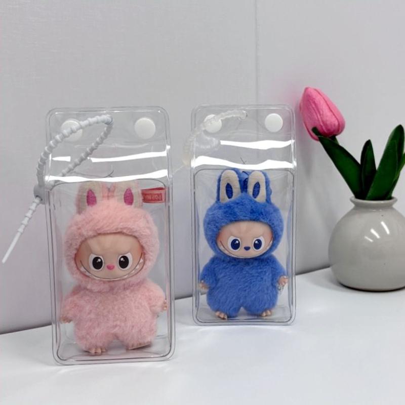 3/1Pcs Transparent Protective Case And Bag For Labubu 4.0 Pin Of Love Series Doll Dust Cover Storage Box Display Bag Accessories