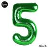 32 Inch Green Number Foil Balloons 0-9 Jungle Safari Theme Soccer Party Decor Kid Boy 1st Birthday Dinosaur Baby Shower Supplies
