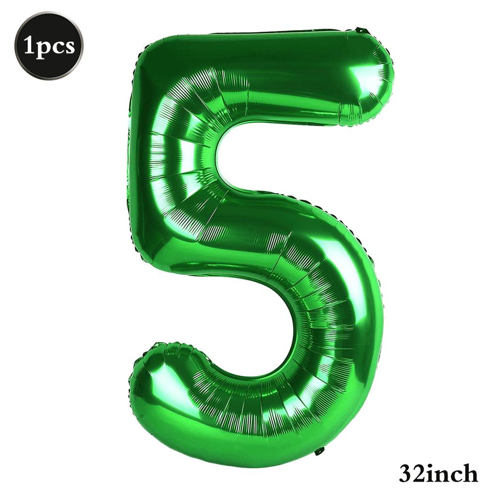 32 Inch Green Number Foil Balloons 0-9 Jungle Safari Theme Soccer Party Decor Kid Boy 1st Birthday Dinosaur Baby Shower Supplies