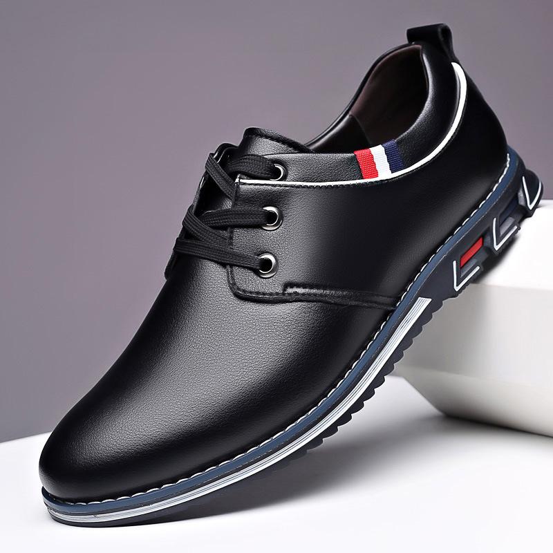 Мужская кожаная обувь. Мужская модная удобная обувь на платформе. Уличная легкая мужская — фото 3