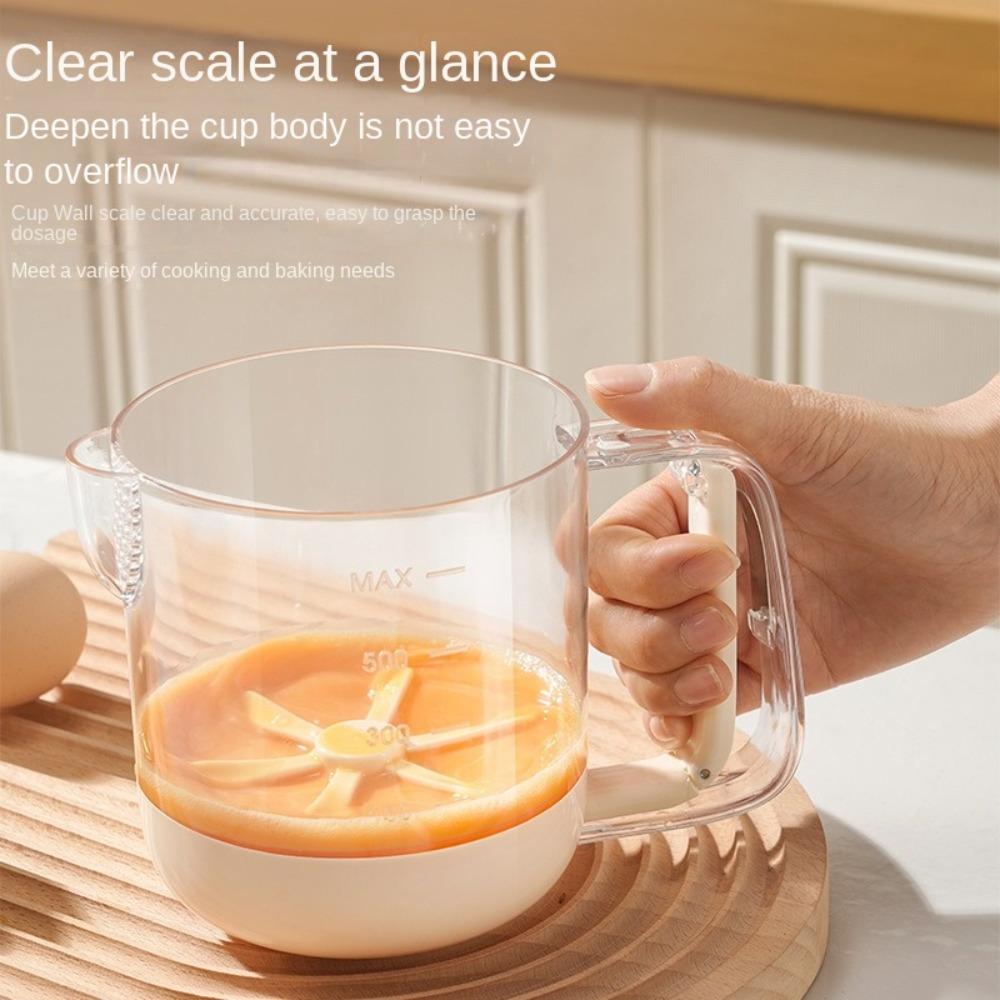 With Clear Scale Egg Beater Manual Liquid Mixing Cup Cream Stirring Cup Kitchen Accessories