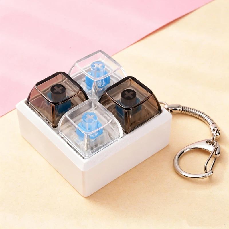 Mini 4 Keys Mechanical Keyboard Fidget Keychain Satisfying Click Sound Unique Gift for Keyboard Enthusiasts Friends