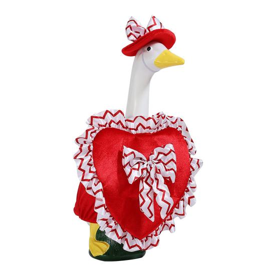 

Valentine s Day Porch Goose Outfit Heart Shaped Ruffled Costume Bow Hat Lawn Goose Apparel Fits червоний