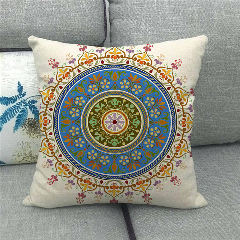 Home Decor Colorful Mandala Pattern Digital Print Pillowcases Pattern Cushion Cover Suitable for Sofa Bedroom Car Pillow Cover