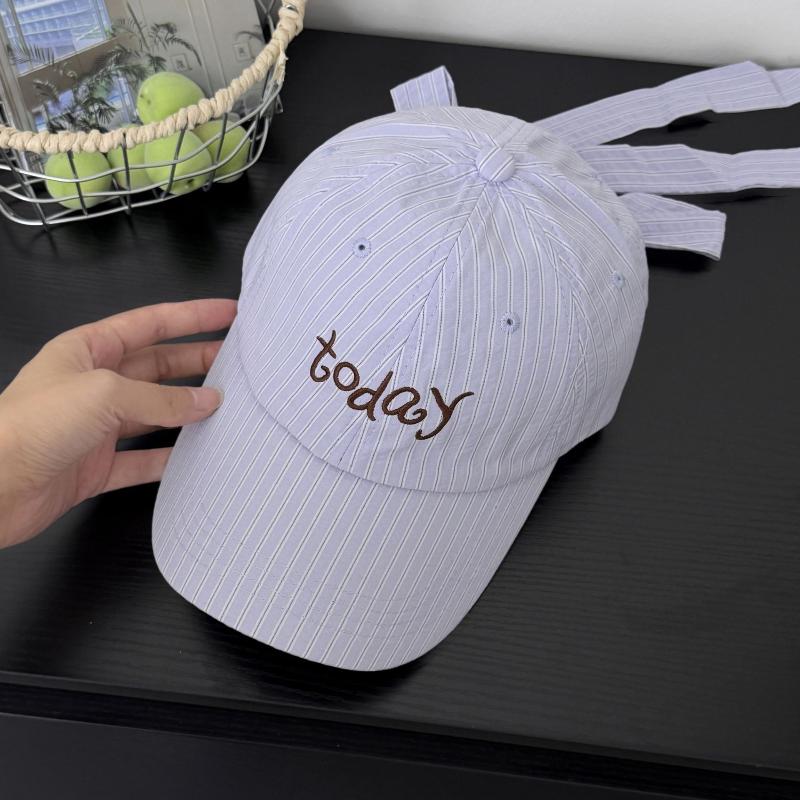 Embroidered Letter Baseball Cap Striped Design Sweet Bow Tie Sports Hat Bow Ribbon Design Cotton Material Embroidered Letter Cap