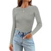 Maglietta da Donna a Maniche Lunghe Girocollo a Righe Slim Fit Casual Basic