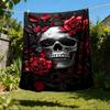 1pc Skull Roses Design Outdoor Blanket - Lightweight Flannel Throw For Travel, Camping, Gifts For Family Or Friends yy251114188