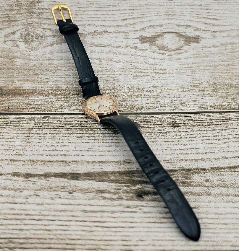 [USED] SEIKO Women's Analog Watch, Gold, Black Leather, Working Condition