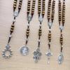 Catholic Rosary Wood Beads Necklace with Pardon Crucifix Medals for Christian Religious Event Prayer Chain Necklace