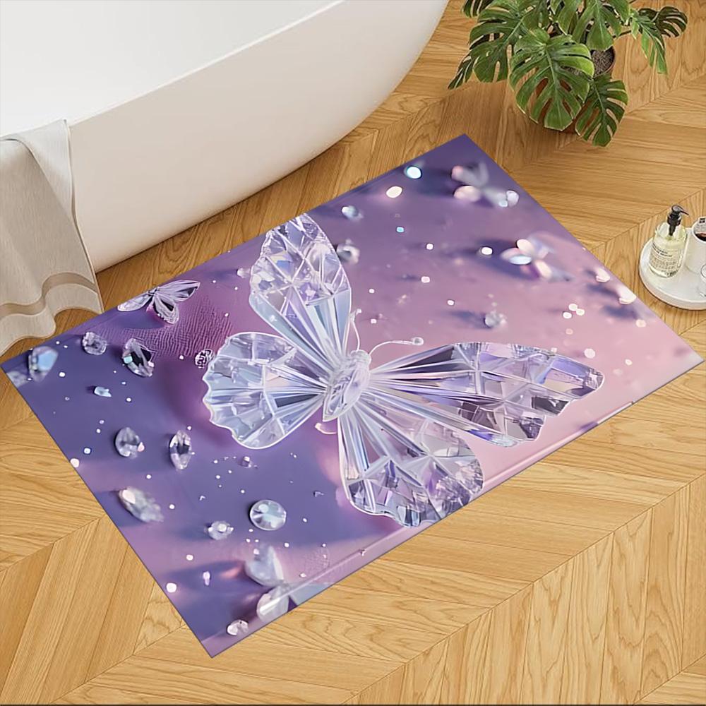 Purple Butterfly Night Magic Non-Slip Home Carpet Design for Office Decor Living Room Bedroom Gift