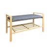 Bamboo Shoe Bench with Shelf Comfortable Furniture Stable for Bedroom