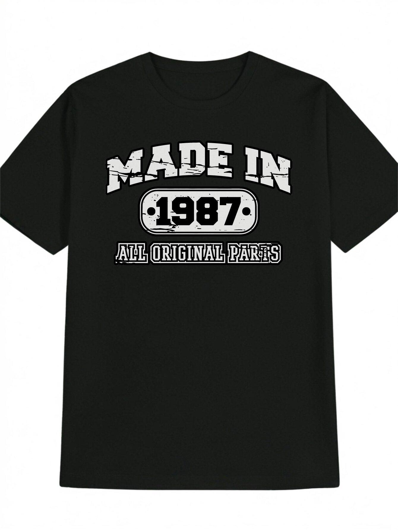 

Vintage MADE IN 1987 Graphic T-shirt - Retro Black Tee with Bold White Lettering XL