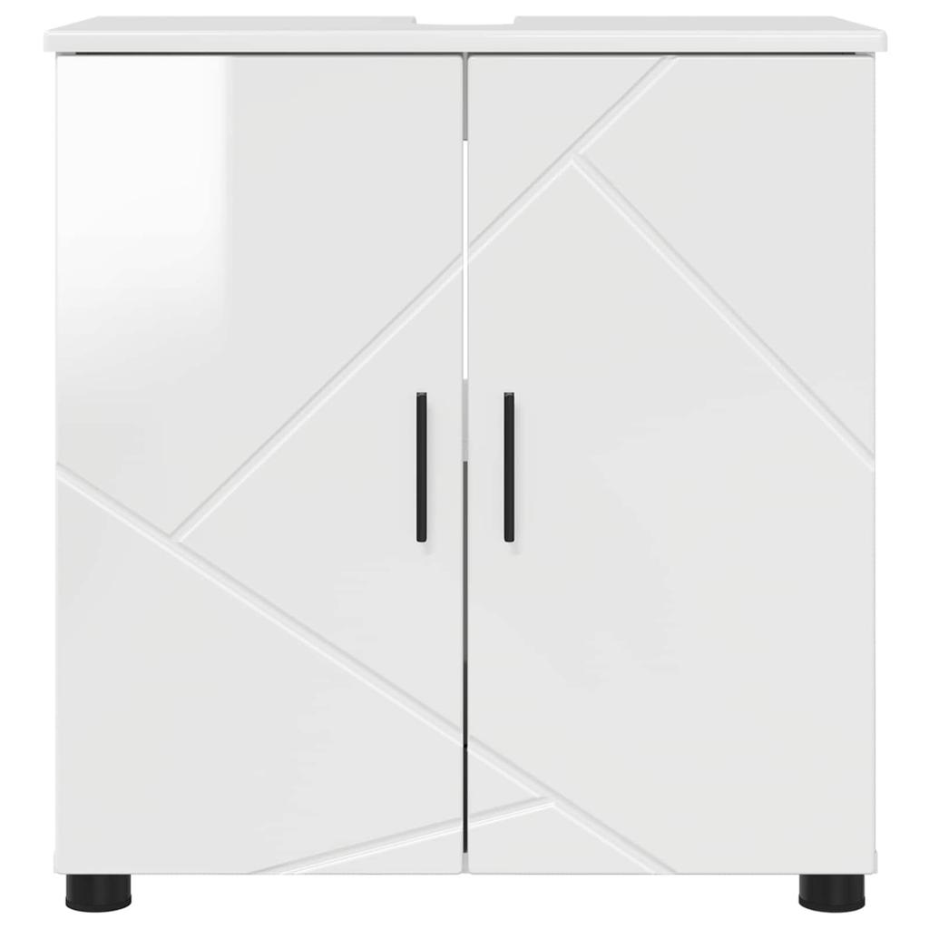 Bathroom Cabinet with Storage Glossy White 61 X 35 X 64 Cm