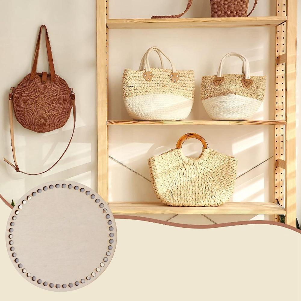 2Pcs Easy Use Wooden Wooden Base Round Durable Bag Base Knitting Tool Basket Making