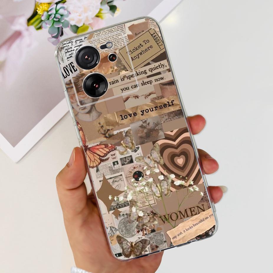 For Xiaomi 13T Pro Case Luxury Painted Back Cover Clear Silicone Phone Case For Xiaomi Mi 13T Pro 13TPro Soft Fundas 6.67'' Bags