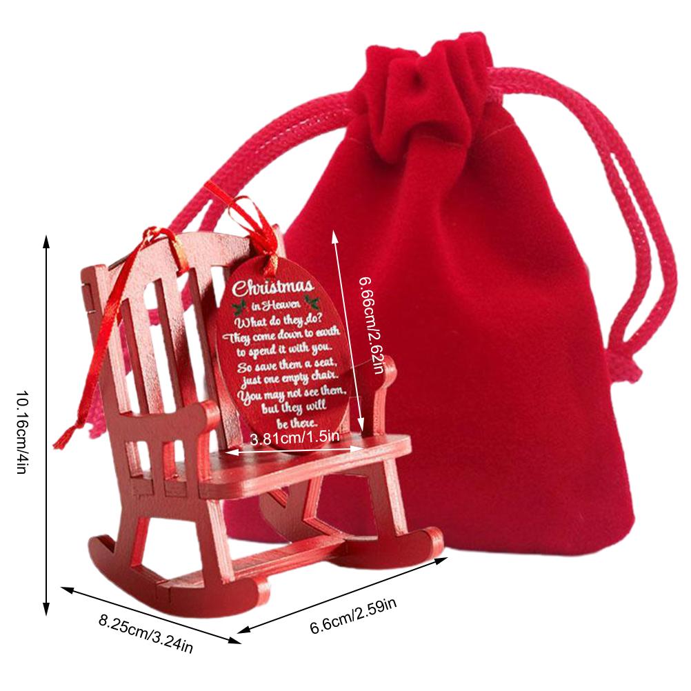 Vánoce v nebi Dřevěný přívěsek židle Památník Červená židle Dekorace Vánoční stromek Závěsný