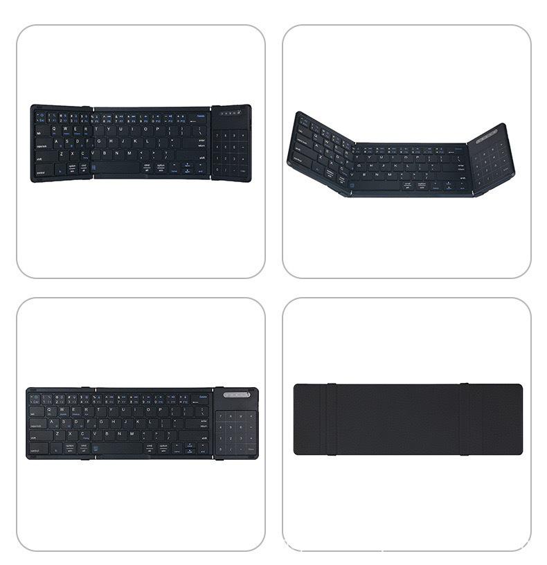 New Wireless Folding Bluetooth Keyboard with Touchpad and Numeric Function