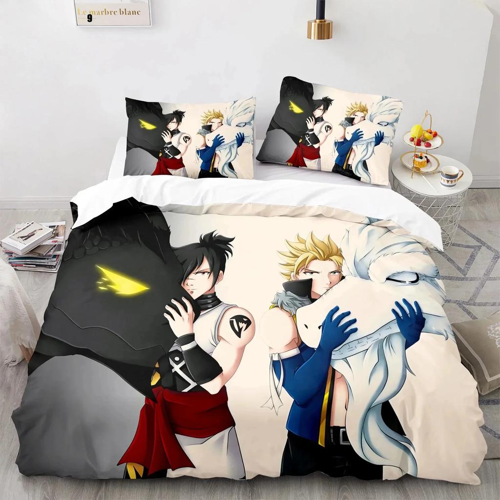 New Fairy Tail Beding Set Japanese Anime Young Boys Young Girls Gift Bedrom Decor Single Twin Ful Quen Sized Dimensions Home Textiles Bedrom