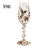 Decorative Desktop Ornaments Hand-painted Wine Glass, Bird And Floral Pattern Design Stem Goblet, Drinking Cups Artistic Crystal Borosilicate
