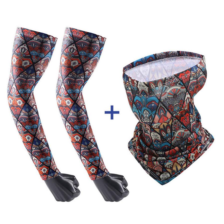 

2-in-1 Sun Protection Set: Cooling Neck Gaiter + Arm Sleeves, UPF50+ UV Protection for Cycling, Hiking, Outdoor Sports L червоний