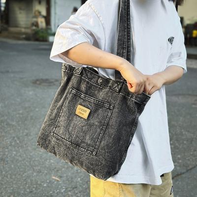 Denim Canvas Shoulder Bag Women'S Large-Capacity Shopping Bag Niche Literary Tote Bag Japanese And Korean Casual Versatile Handbag