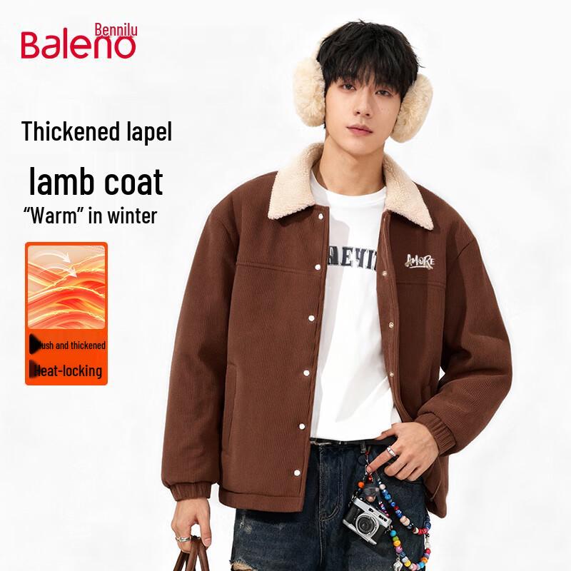 Baleno Herren Retro Cord Fleecegefüttertes Revers-Oberteil