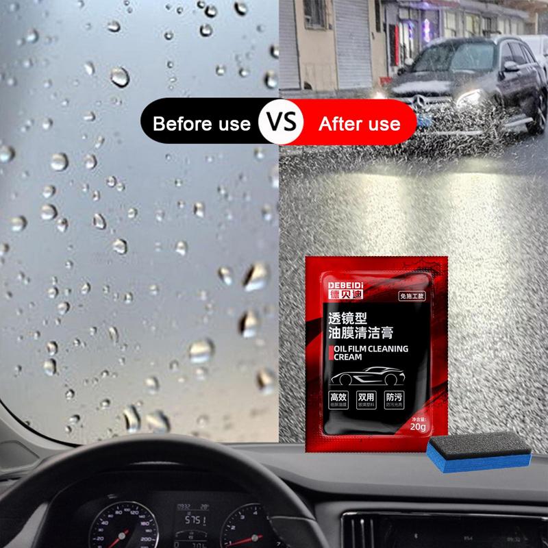Vehicle Glass Anti-Fog Paste 20g Car Oil Film Cleaning Cream With Sponge Auto Windshield Cleaning Paste Car Cleaning Supplies