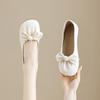 Bow flat-soled single shoes women's spring and autumn new shallow mouth round head soft leather comfortable versatile shoes