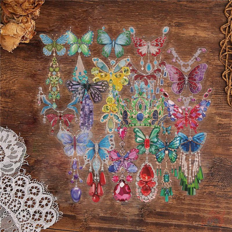 50Pcs/Set Butterfly Jewelry Series 01 PET Stickers Waterproof DIY Fashion Doodle Decals Stickers