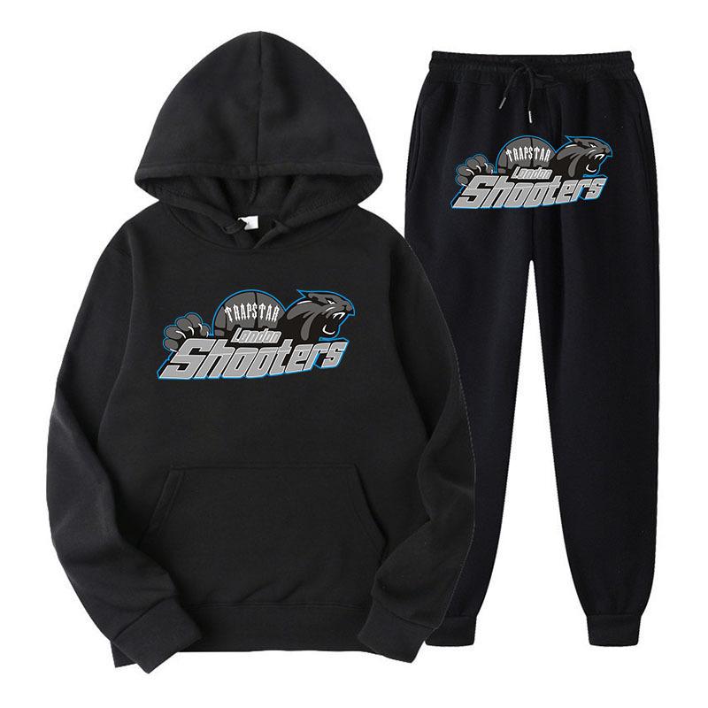 Printed Sportswear Men's Two-piece Loose Hooded Sweatshirt Set