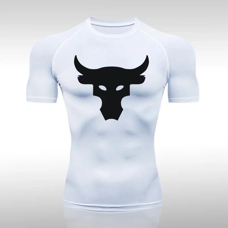 

Running Compression Tshirts for Men Fitness Comfortable Tight Sportswear Gym Sport Short Sleeve Breathable Sweat Absorbing Tight Fit M білий