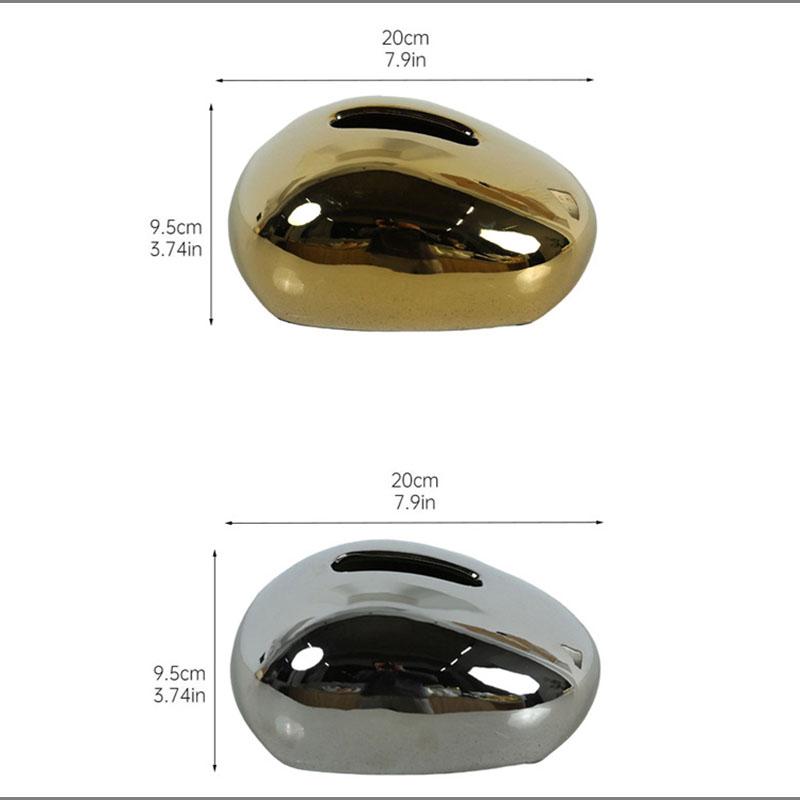 Electroplated Gold Ceramic Tissue Box Oval Home Napkin Container Living Room Dining Table Drawer Paper Box Home Decoration Gift