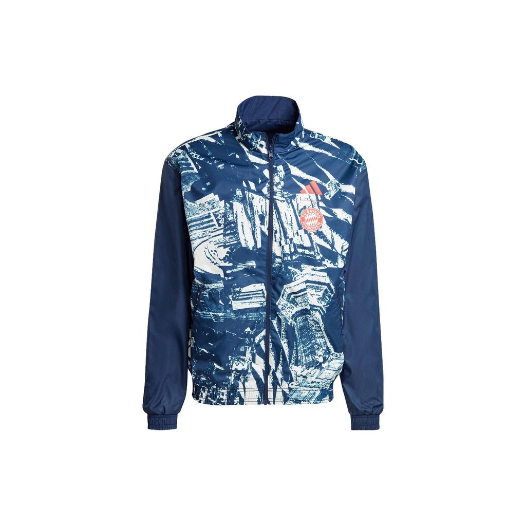 adidas BayernFC Bayern Fc Bayern Anthem Jacket Retro Sports Stand Collar Jackets Men's Dark Indigo IP8316