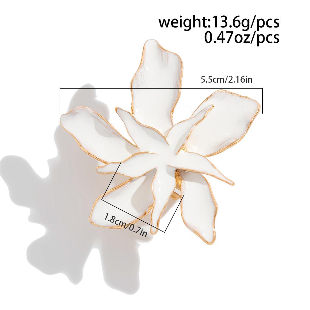 Summer Cavation Oil Dripping White Pearl Flower Ring Exaggerated Jewelry Gift Geometric Adjustable Metallic Starfish Rings for Women