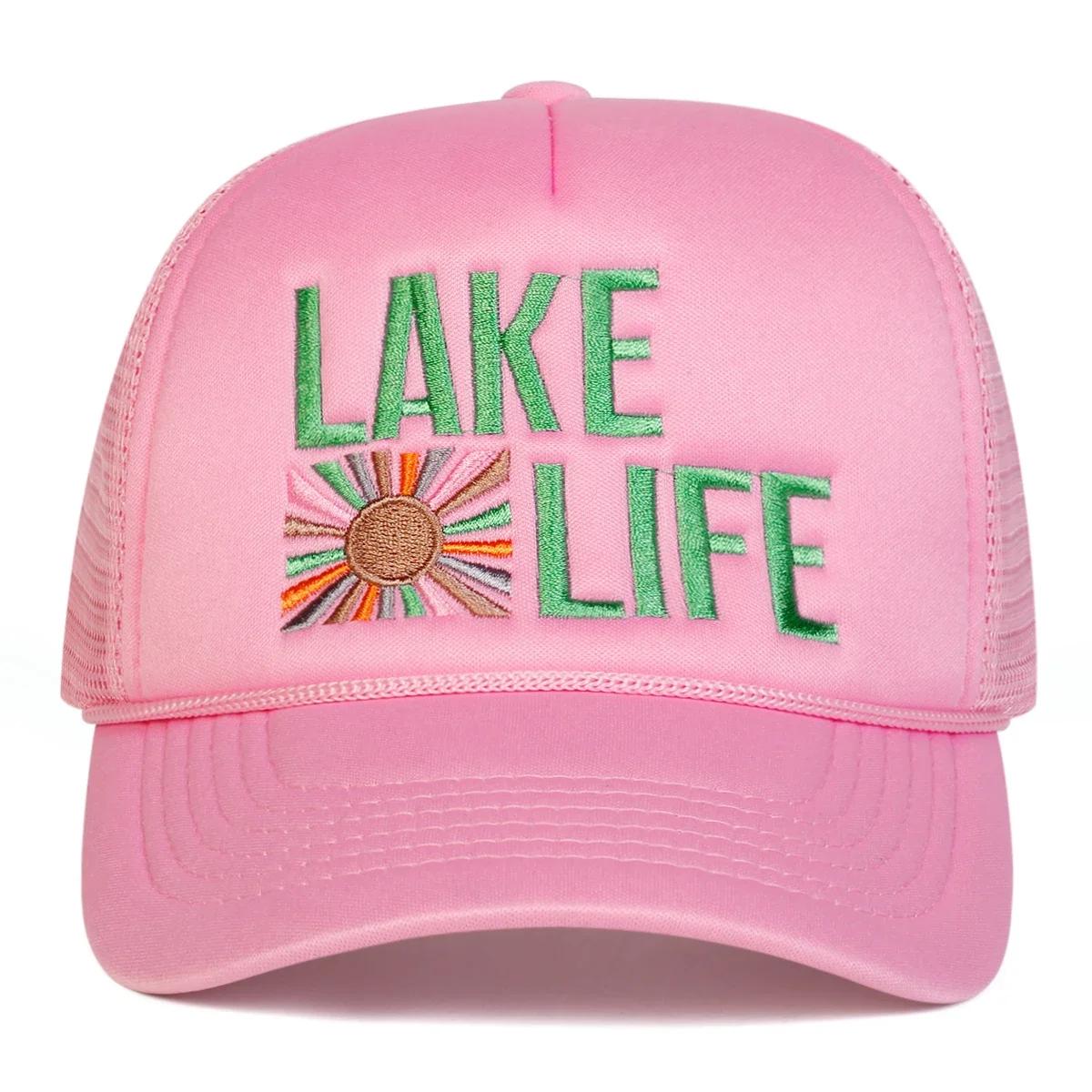 

Unisex LAKE LIFE Letter Embroidery Baseball Net Caps Spring and Summer Outdoor Adjustable Casual Hats Sunscreen Hat Sports Cap розовый