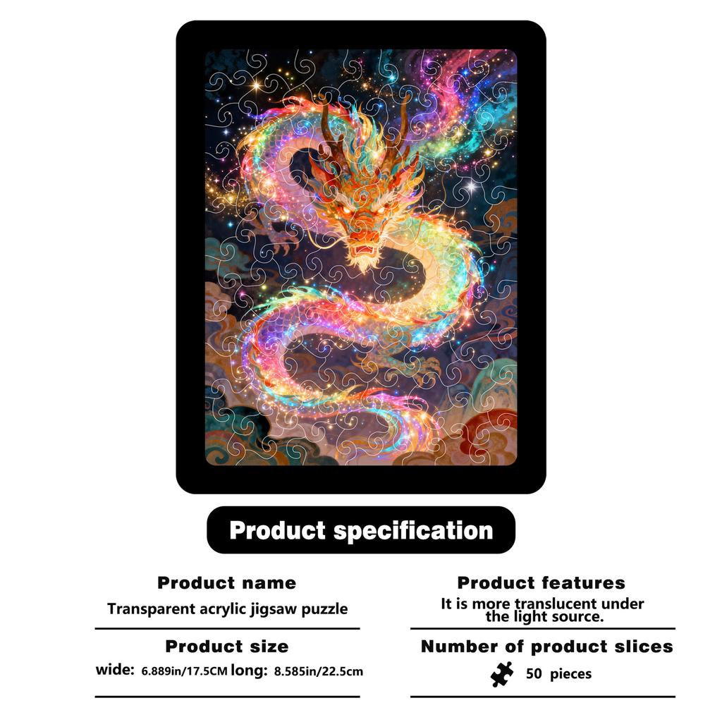 Colorful Dragon Puzzle Decorative Ornament Gift Guochao Transparent Acrylic Puzzle