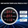 3 In 1 Digital 52mm Gauge with Alarm Water Temperature + Oil Pressure + Voltage Display Meter Sensor Kit For 12V24V Vehicle Boat