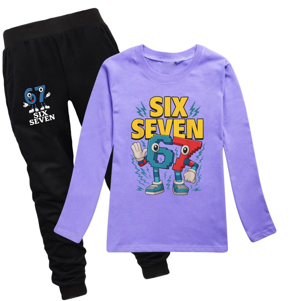 5260 Kinder Jungen Mädchen Steal a Brainrot 67 Print T-Shirt Hose Kleidung Set