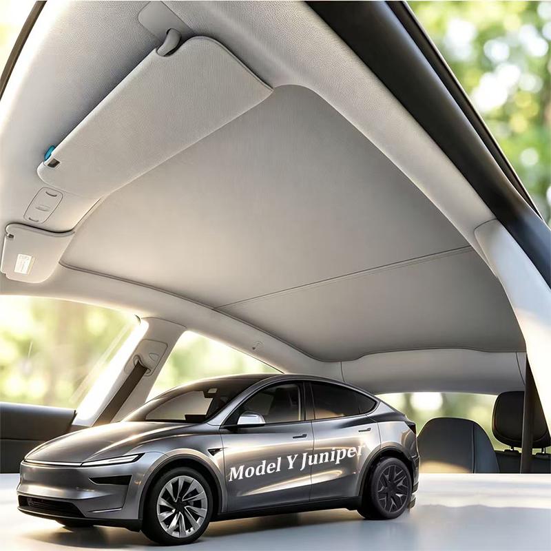 Osłony przeciwsłoneczne na szyberdach do Tesla Model Y Juniper 2026 Nano Lodowy Kryształ Składane Izolacja Termiczna Ochrona UV Szklany Szyberdach Osłona Przeciwsłoneczna