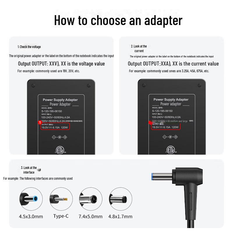 Biaz 120W Universal Laptop Charger 19.5V 6.15A with Blue Port and Pin
