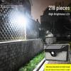 218LED Solar Wall Light with Motion Sensor, Waterproof, Three Modes, Super Bright Outdoor Garden Lamp