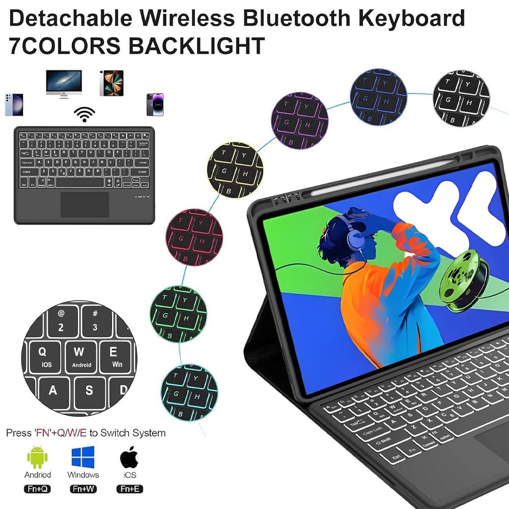 Case for Xiaoxin Pad Pro 12.7 Inch , Magnetic Bluetooth Keyboard Cover for Idea Tab Pro 12.7 (TB373FU/TB375FC)