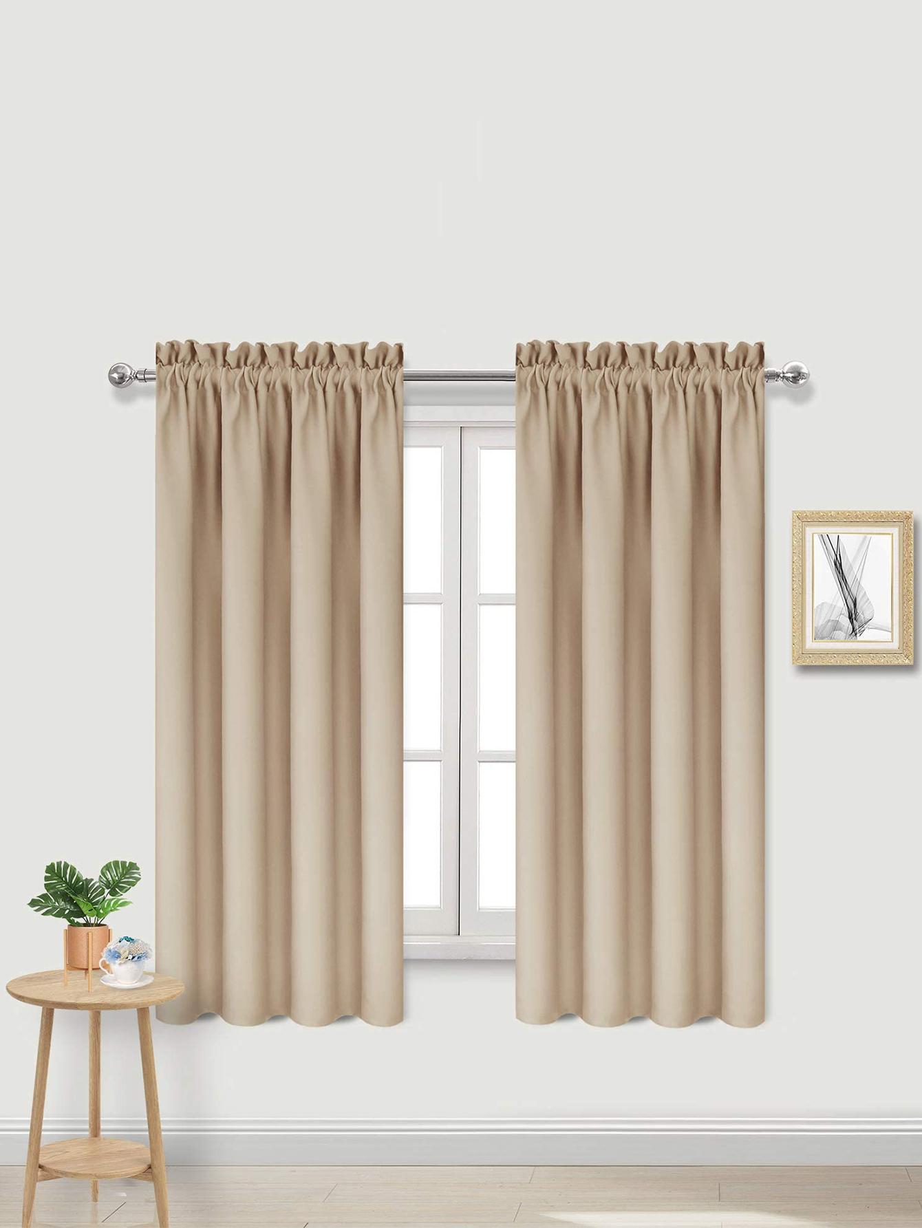 

90% затемняющая штора для гостиной для спальни затемняющая штора 1Pcs 100x130cm&Rod Pocket бежевый