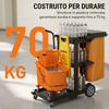 Cleaning Cart: Wheels, 3 Shelves, 70L Bag, Bucket with Wringer.