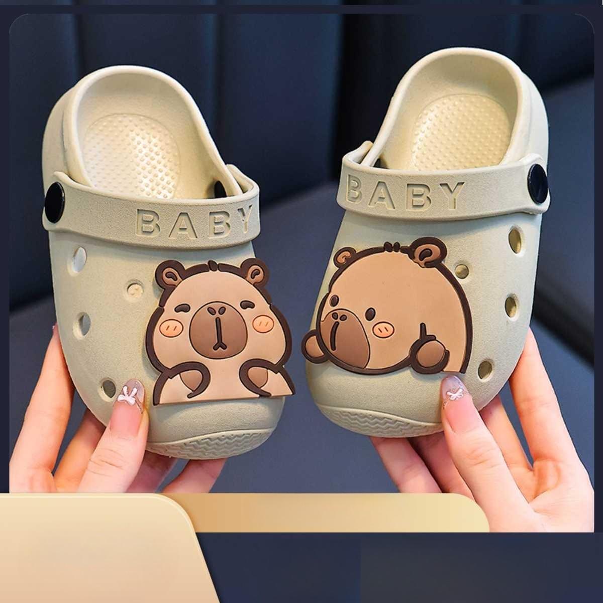 Girls Shoes with Cartoon Designs, Boys Shoes, Anti-slip Soft-soled Summer Slippers 20-21 хаки