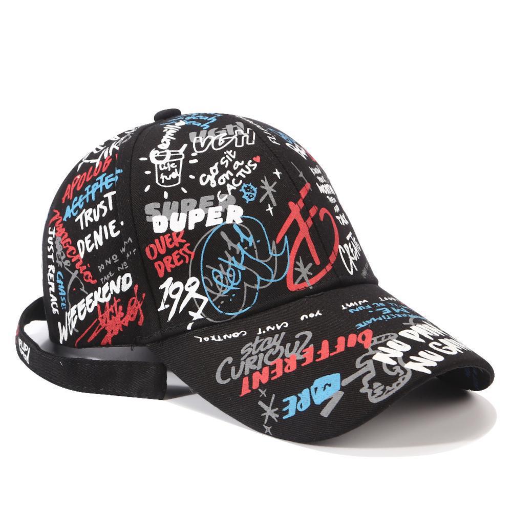 G-Dragon Style Black & White Graffiti Baseball Cap - Unisex Trendy Summer Duckbill Hat